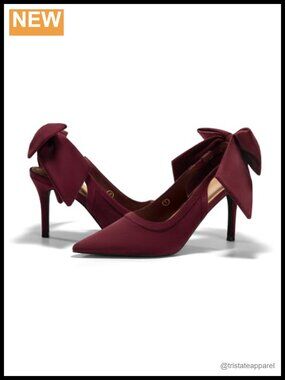 Faux Suede Slingback Pointed Toe Bow Lace High Heel Party Dress Pump